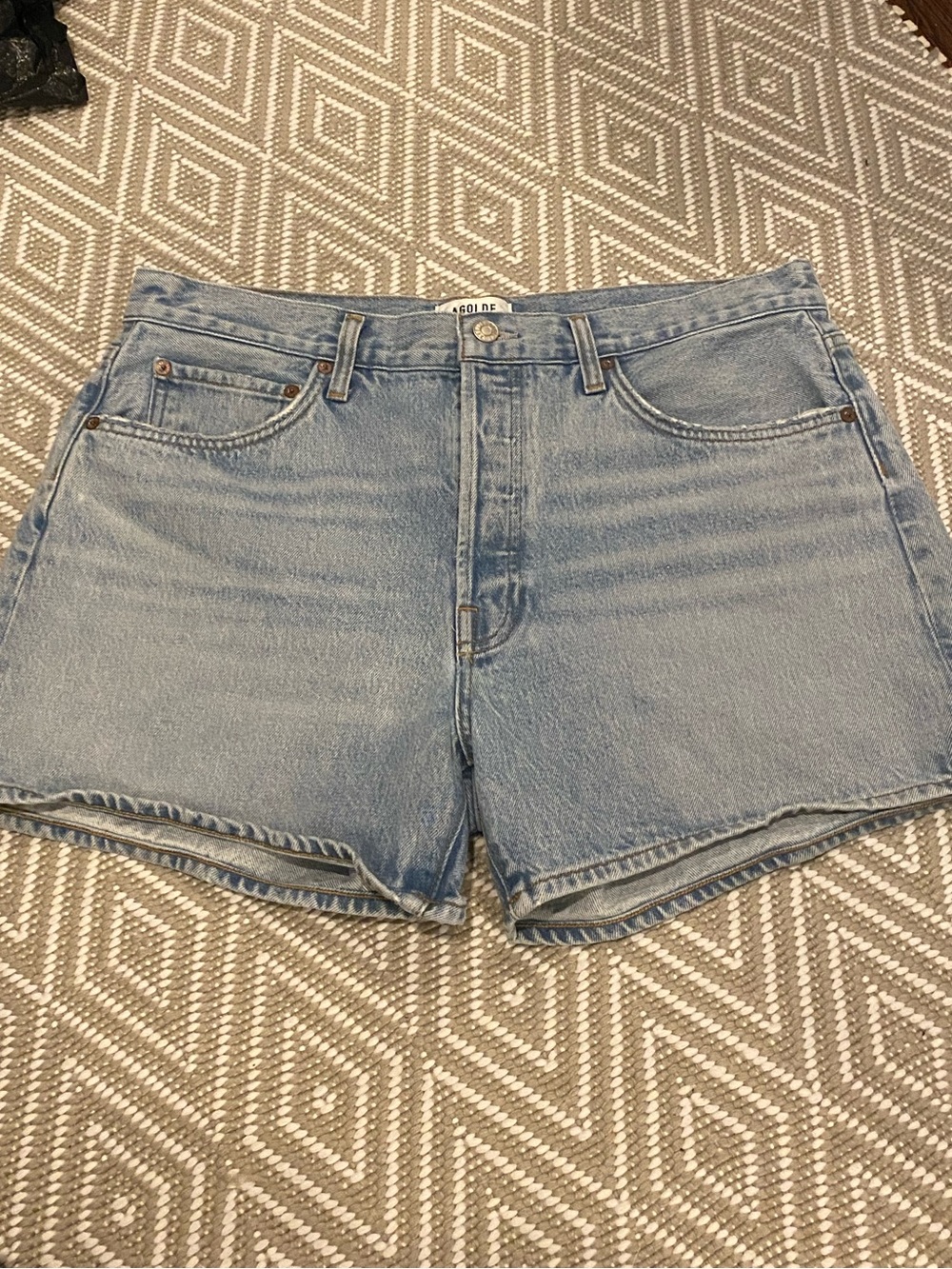 Agolde Light Blue High-Rise Denim Shorts